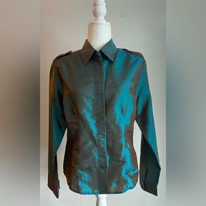 BOSSINI Metallic Button Up Shirt w/ Shoulder Lapels